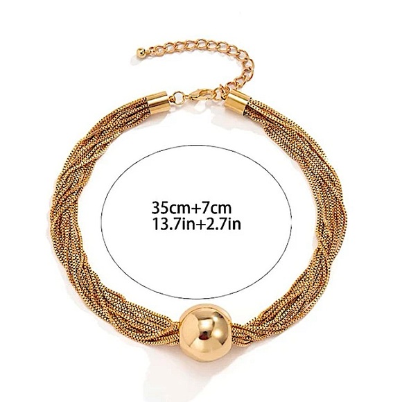 Ball Multilayer Chain Link Gold Plated Choker - Picture 8 of 8